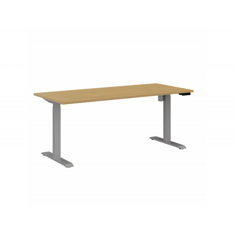 Bureau droit eol lutz 2 reglable hauteur l1800x800mm plateau chene clair pietement gris aluminium