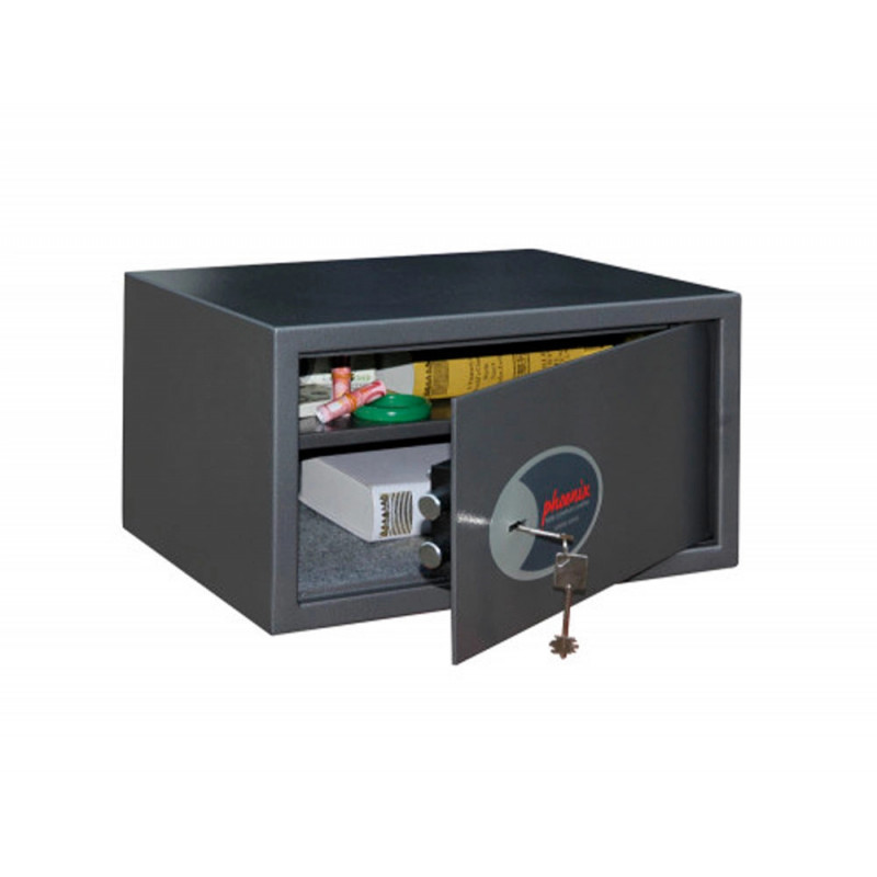 Coffre-fort phoenix securite vela home & office ss0803k taille 3 serrure a cle coloris gris fonce