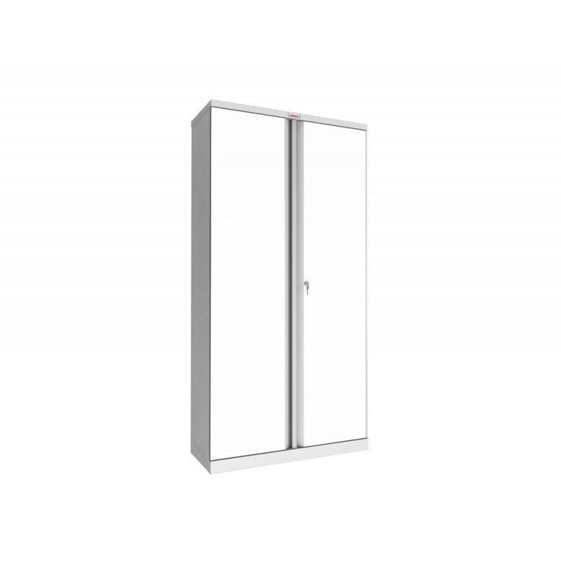 Armoire haute phoenix acier 190cm 2 portes et 4 etageres serrure a cle coloris blanc