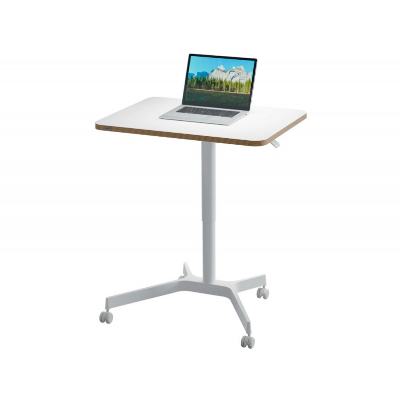 Bureau leitz pneumatique assis-debout plateau compact 80x60cm coloris blanc