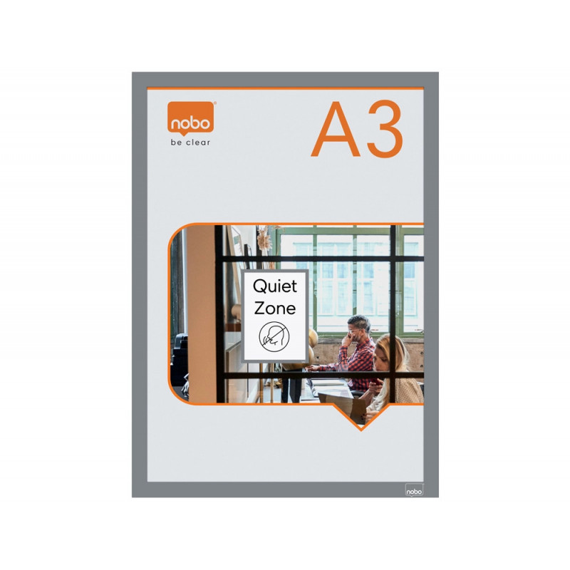 Porte-affiche nobo magnetique autocollant a3 cadre coloris gris