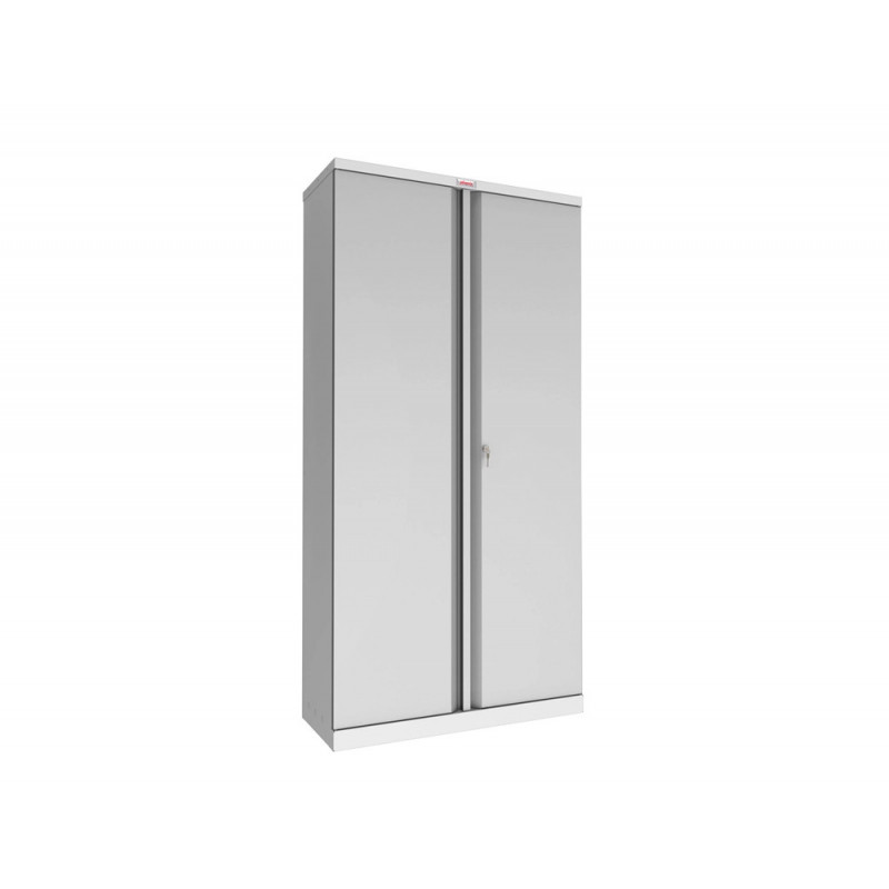 Armoire haute phoenix acier 190cm 2 portes et 4 etageres serrure a cle coloris gris