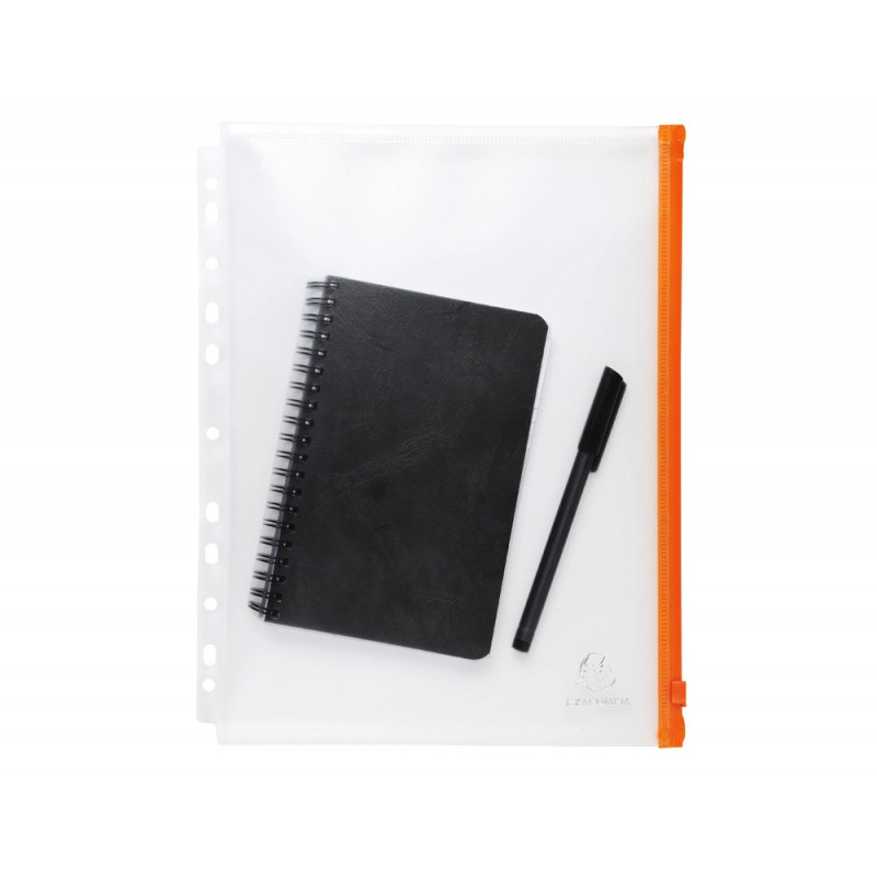 Pochette zip perforee exacompta exactive a4 pp fermeture coloris orange paquet 5 unites