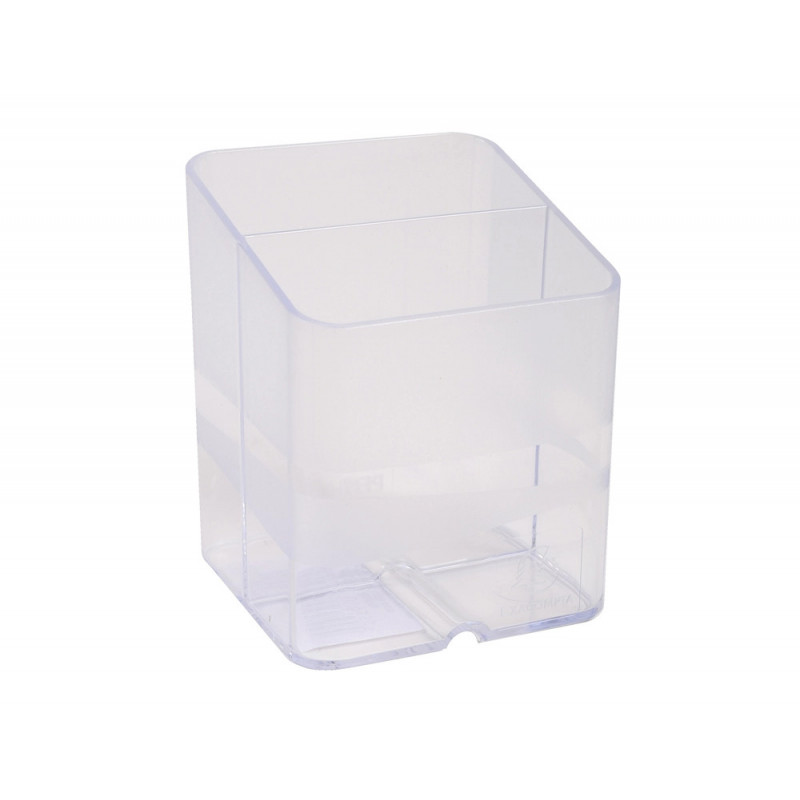 Pot a crayons exacompta pen-cube office cristal 2 compartiments coloris transparent