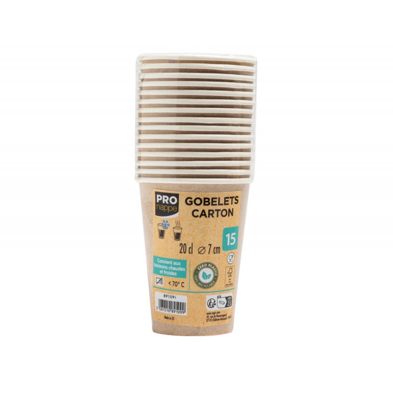 Gobelet exacompta carton 20cl coloris kraft paquet 15 unites