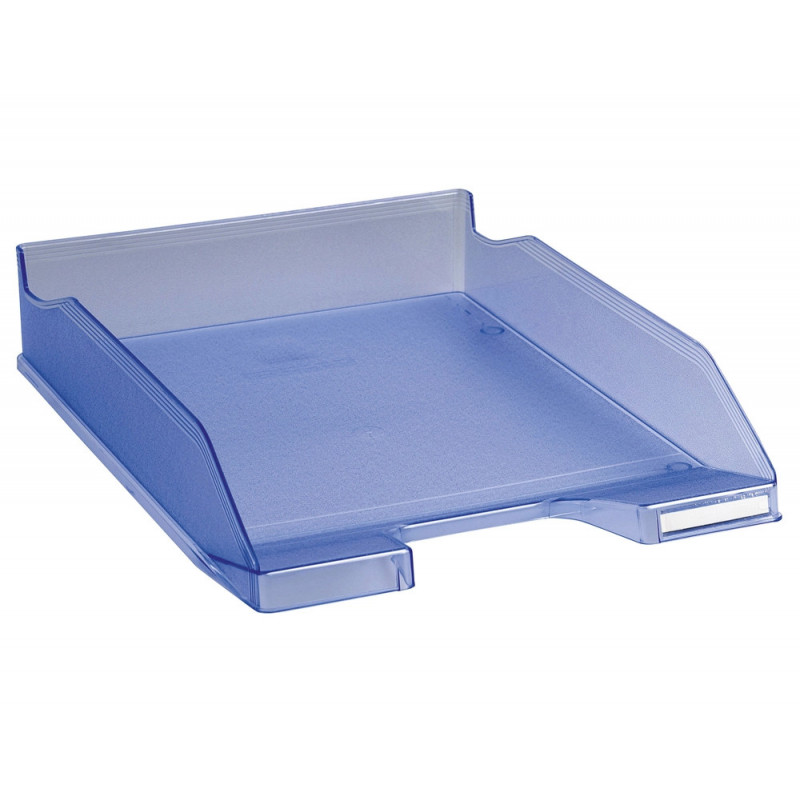Corbeille courrier exacompta midi-combo superposable verticale/escalier coloris bleu glace translucide