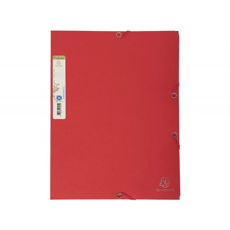 Chemise 3 rabats exacompta forever a4 carte recyclee 380gr fermeture elastique coloris rouge