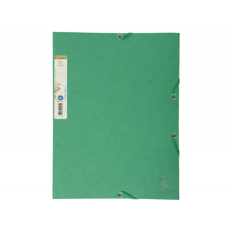 Chemise 3 rabats exacompta forever a4 carte recyclee 380gr fermeture elastique coloris vert