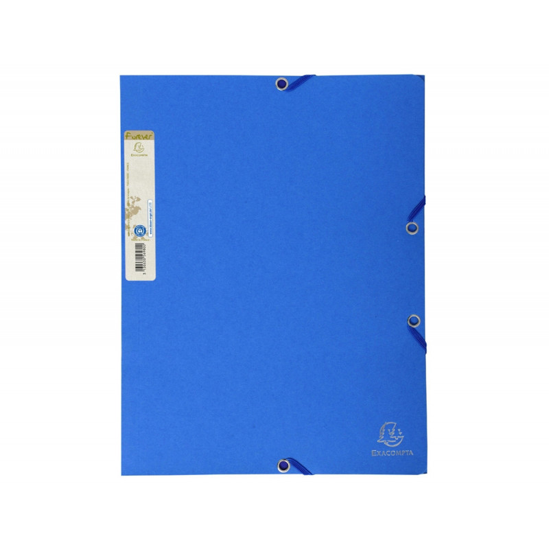 Chemise 3 rabats exacompta forever a4 carte recyclee 380gr fermeture elastique coloris bleu france