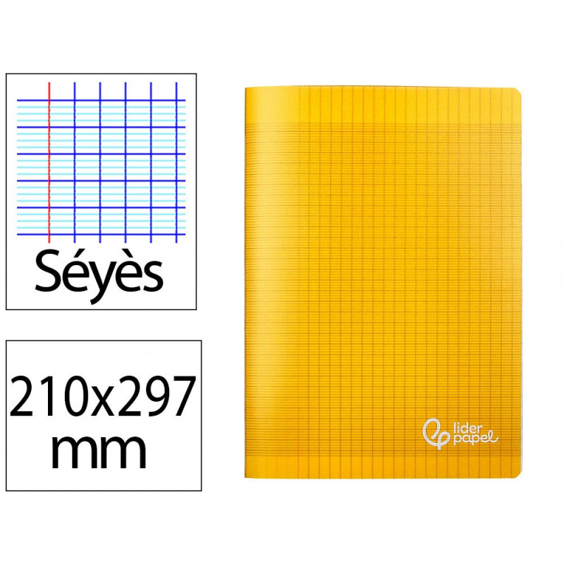 Cahier piqure liderpapel couverture pp 210x297mm 96p seyes coloris jaune