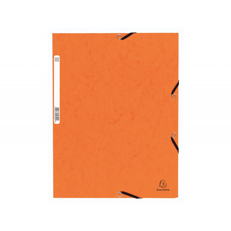 Chemise exacompta 3 rabats carte lustree 355gr a4 fermeture elastique etiquette coloris orange lot 10 unites