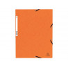 Chemise exacompta 3 rabats carte lustree 355gr a4 fermeture elastique etiquette coloris orange lot 10 unites