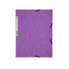 Chemise exacompta 3 rabats carte lustree 355gr a4 fermeture elastique etiquette coloris violet lot 10 unites