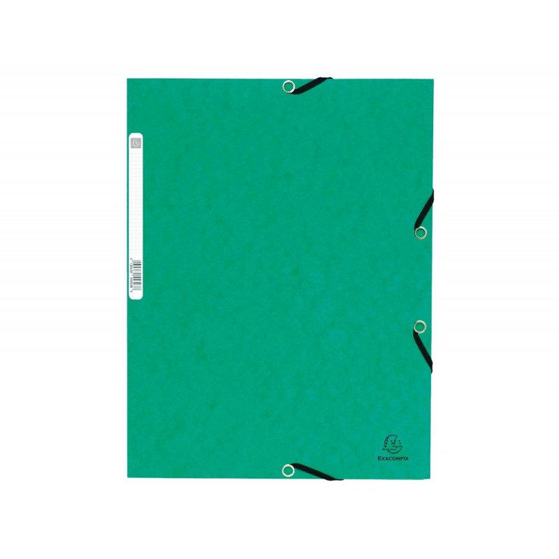 Chemise exacompta 3 rabats carte lustree 355gr a4 fermeture elastique etiquette coloris vert lot 10 unites