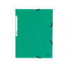 Chemise exacompta 3 rabats carte lustree 355gr a4 fermeture elastique etiquette coloris vert lot 10 unites