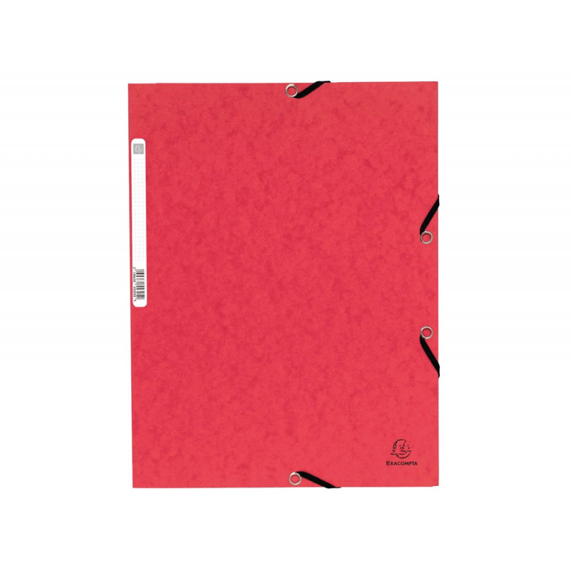 Chemise exacompta 3 rabats carte lustree 355gr a4 fermeture elastique etiquette coloris rouge lot 10 unites