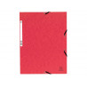 Chemise exacompta 3 rabats carte lustree 355gr a4 fermeture elastique etiquette coloris rouge lot 10 unites