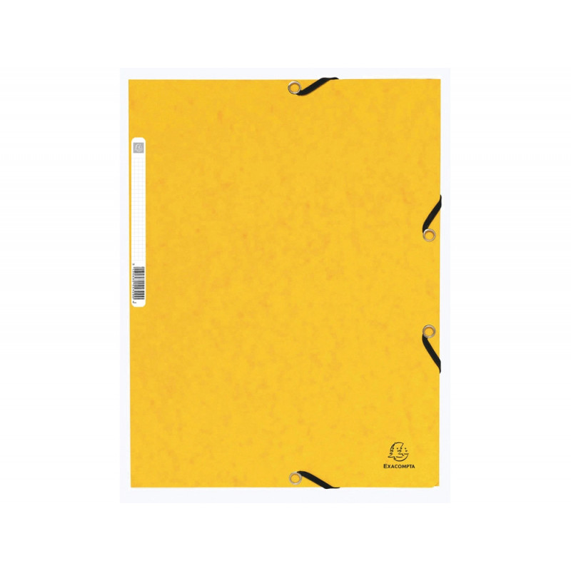 Chemise exacompta 3 rabats carte lustree 355gr a4 fermeture elastique etiquette coloris jaune lot 10 unites
