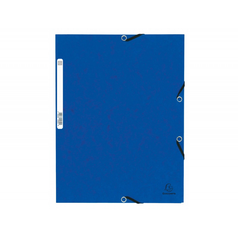Chemise exacompta 3 rabats carte lustree 355gr a4 fermeture elastique etiquette coloris bleu lot 10 unites