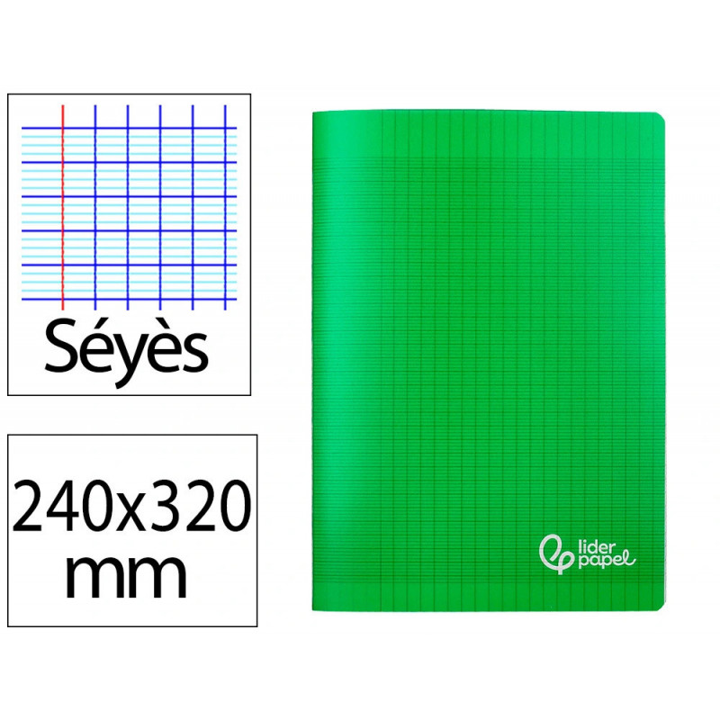 Cahier piqure liderpapel couverture pp 240x320mm 48p seyes coloris vert