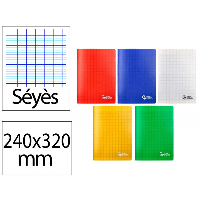 Cahier piqure liderpapel couverture pp 240x320mm 48p seyes coloris assortis lot 20 unites