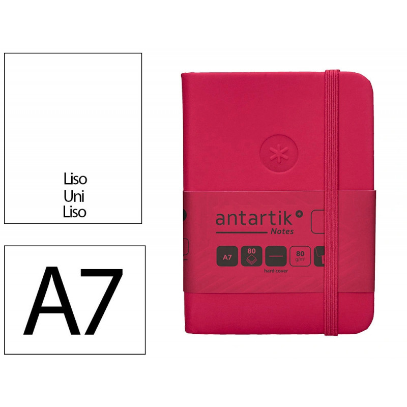 Carnet fermeture elastique antartik notes couverture rigide a7 papier uni ivoire 80feuilles 80gr fsc framboise