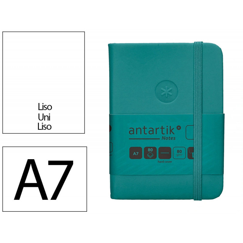 Carnet fermeture elastique antartik notes couverture rigide a7 papier uni ivoire 80feuilles 80gr fsc vert paon