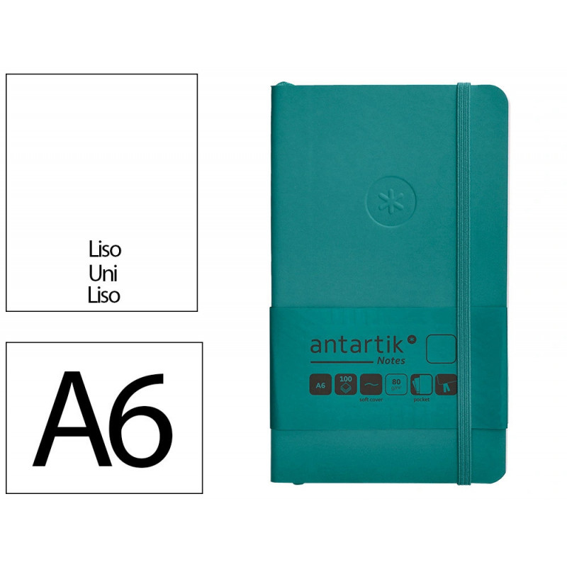 Carnet fermeture elastique antartik notes couverture souple a6 papier uni ivoire 100 feuilles 80gr fsc vert paon