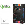 Marqueur liderpapel acrylique base eau tous support pointe ronde 3mm coloris assortis boite 12 unites