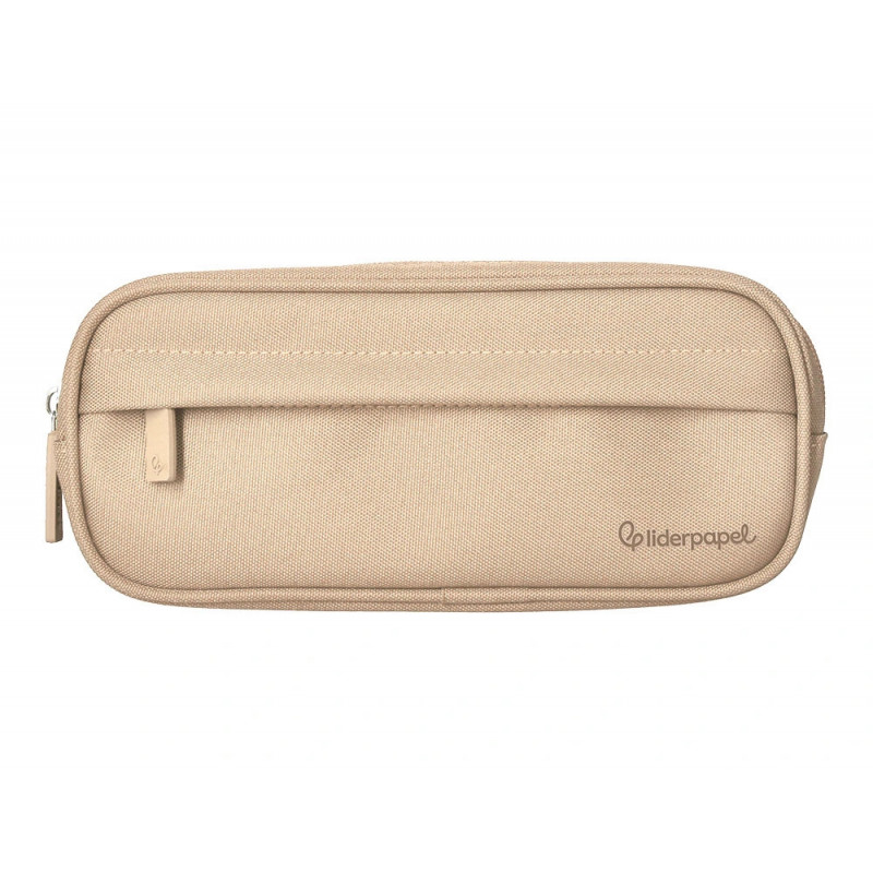 Fourre-tout liderpapel rectangulaire coins arrondis 1 compartiment avec poche avant 21x9cm coloris beige