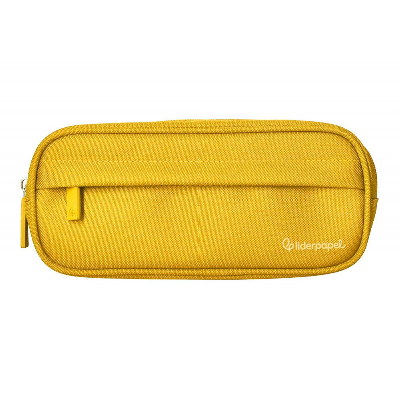 Fourre-tout liderpapel rectangulaire coins arrondis 1 compartiment avec poche avant 21x9cm coloris jaune