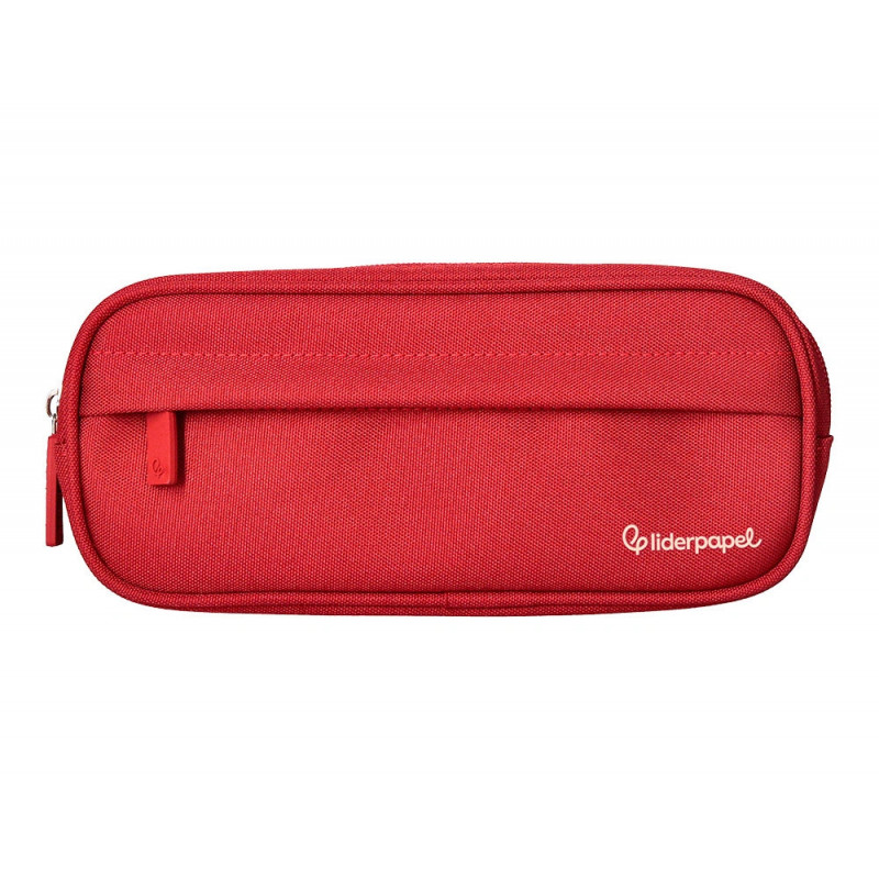 Fourre-tout liderpapel rectangulaire coins arrondis 1 compartiment avec poche avant 21x9cm coloris rouge