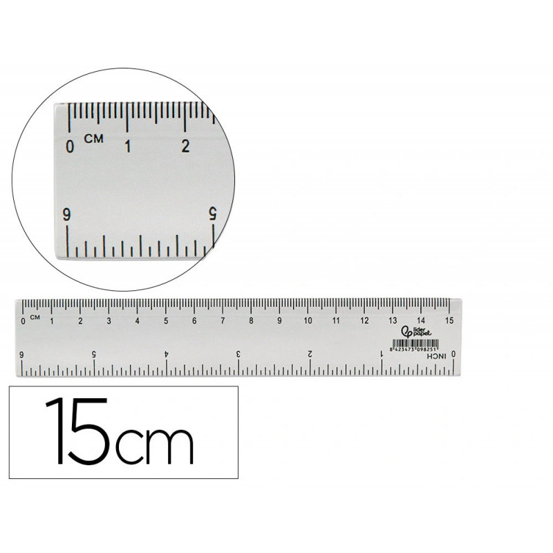 Regle liderpapel plastique cristal 15 cm
