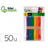 Batonnets liderpapel bois dim. 15x1,8cm coloris assortis sachet 50 unites