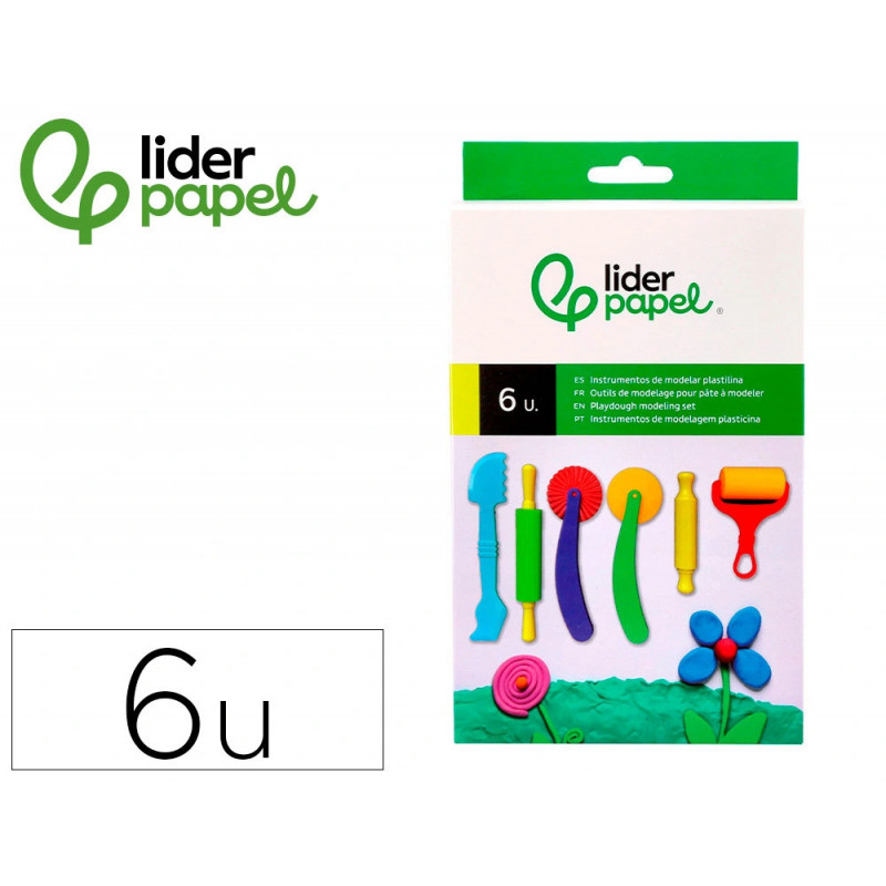 Ustensiles liderpapel pour pate a modeler set 6 pieces assorties