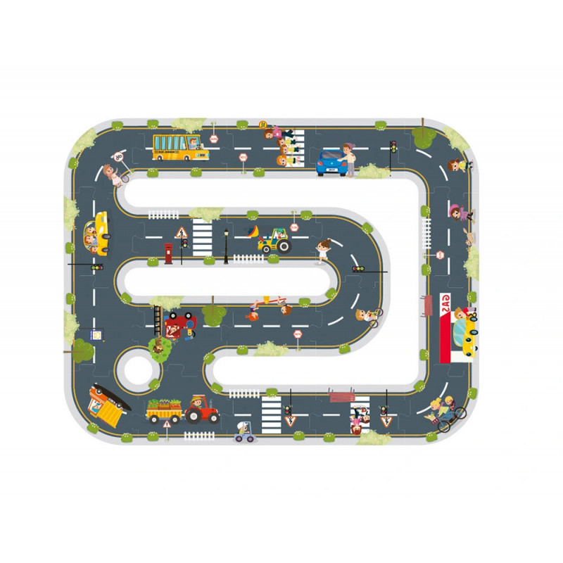 Puzzle enfant imaginovo ville et route bois +3 ans 21 pieces 22x22x6,4 cm