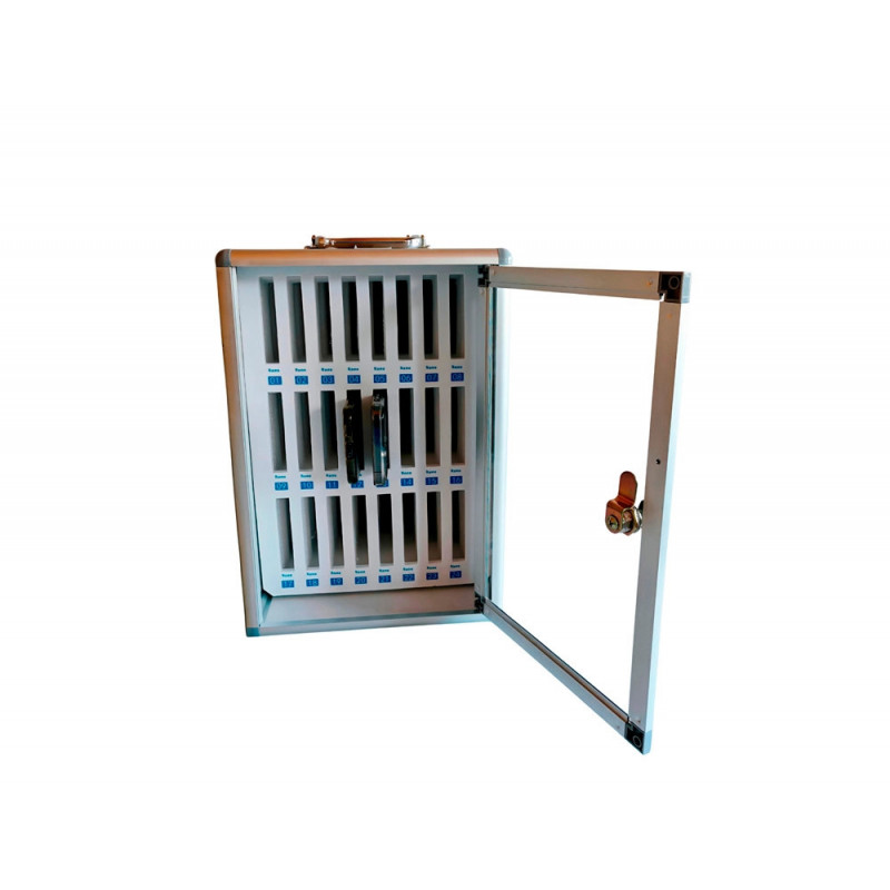 Armoire rangement cep mobisafe pour 24 telephones portables verrou securite cle numerotation emplacements