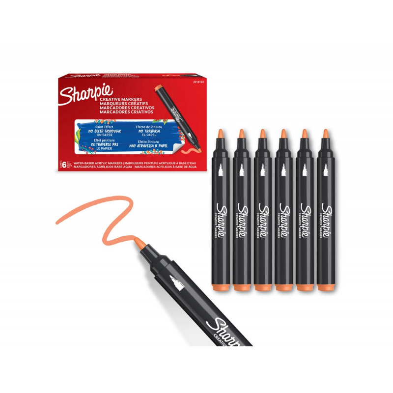 Marqueur sharpie creatif pointe ogive trait 2,5mm encre acrylique coloris orange