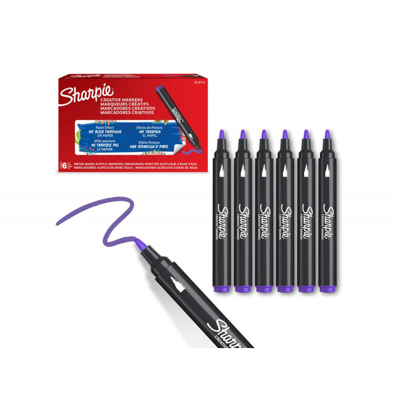Marqueur sharpie creatif pointe ogive trait 2,5mm encre acrylique coloris lilas