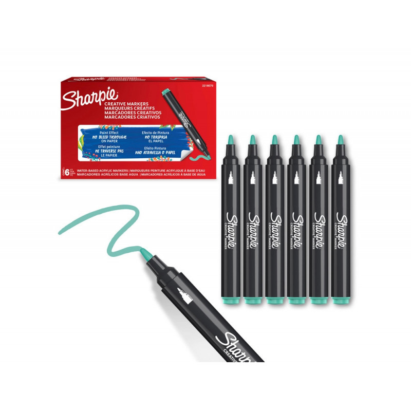 Marqueur sharpie creatif pointe ogive trait 2,5mm encre acrylique coloris vert d'eau