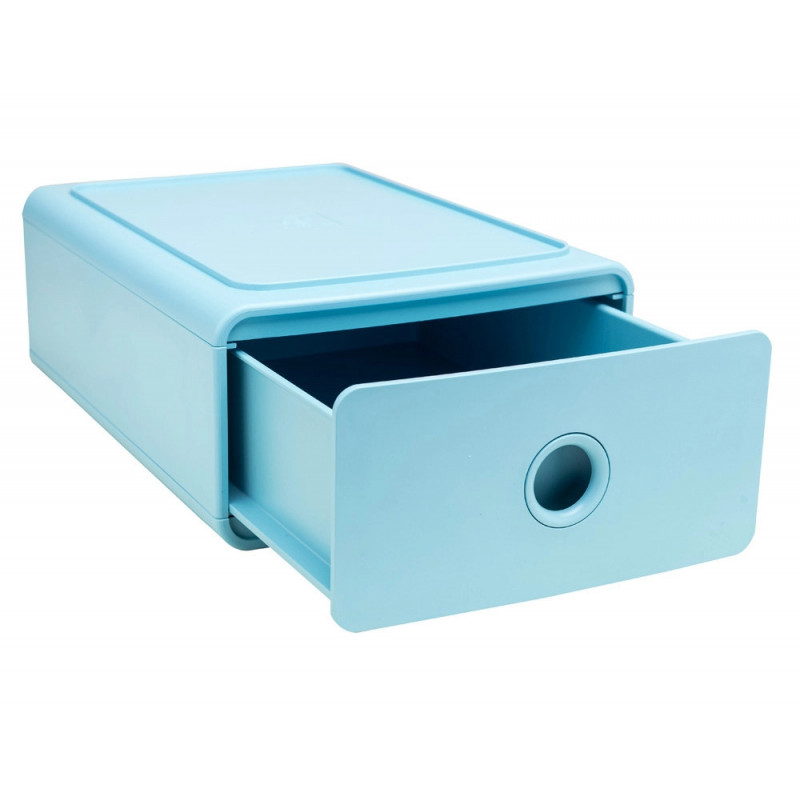 Module classement exacompta tiny box skandi 1 tiroir monobloc plastique recycle 265x190x107mm coloris bleu