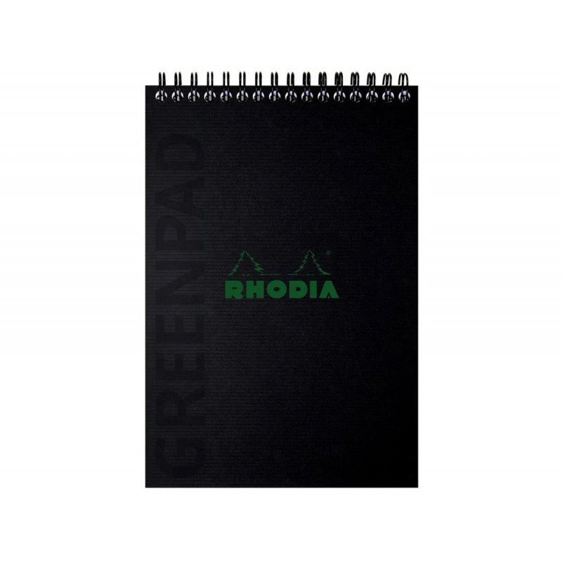 Bloc rhodia greenactive greenpad reliure integrale a5+ 5x5 carte souple recyclee 350g 80f coloris noir