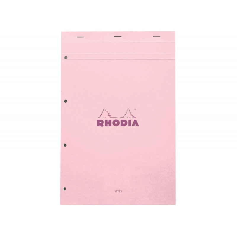 Bloc agrafe rhodia couleurs n 20 a4+ 21x31,8cm seyes 80 feuillets microperfores et perfores 4 trous couvertures