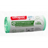 Sac dechets compostable alfapac sans lien 32 microns 110l resistance 18kg 700x1100mm coloris vert 200