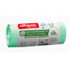 Sac dechets compostable alfapac lien coulissant 18 microns 30l resistance 6,5kg 500x650mm coloris vert 250