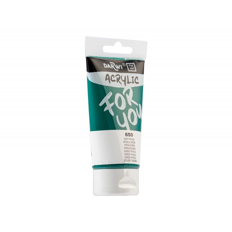 Peinture darwi for you acrylic tube 75ml coloris vert phtalo