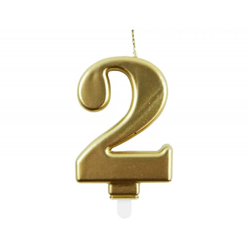 Bougie eurowrap chiffre anniversaire n 2 coloris or