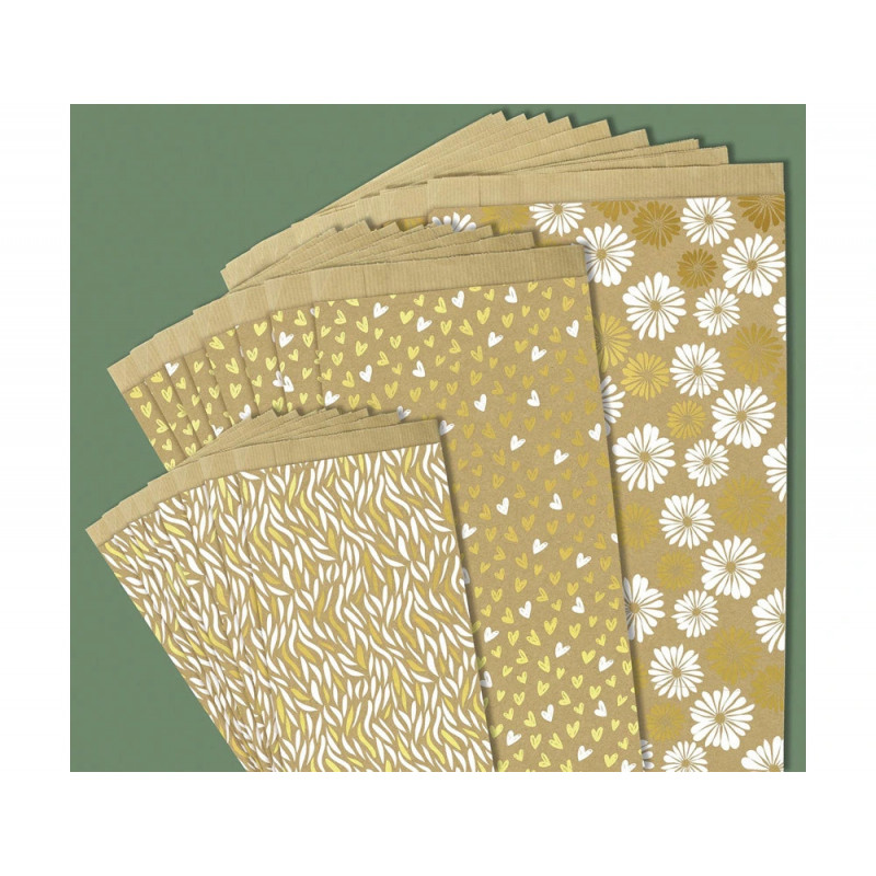 Pochette kraft clairefontaine 16x30cm motif coeurs sachet 50 unites