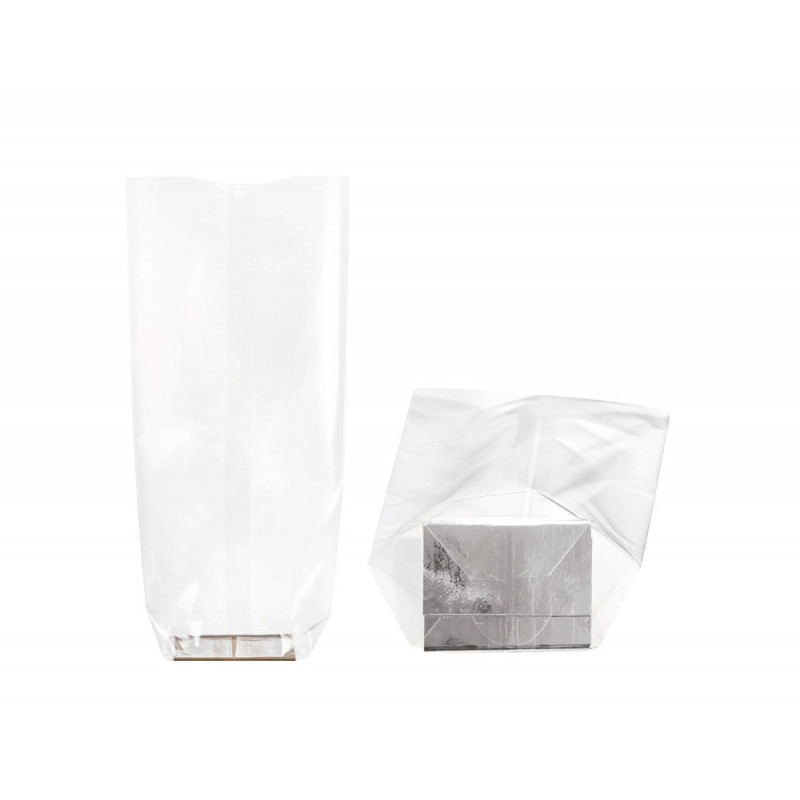 Sachet confiseur polypro avec fond carton 35 microns 100x220mm coloris transparent paquet 100 unites