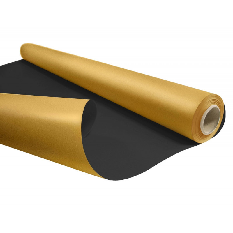 Papier cadeau kraft duo metal 60gr rouleau 0,69x50m coloris noir / or